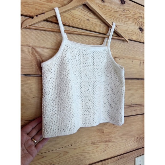 art class Other - Crochet Cami Girls Large 10 12 Cream Pointelle Knit Tank Top Boho Art Class